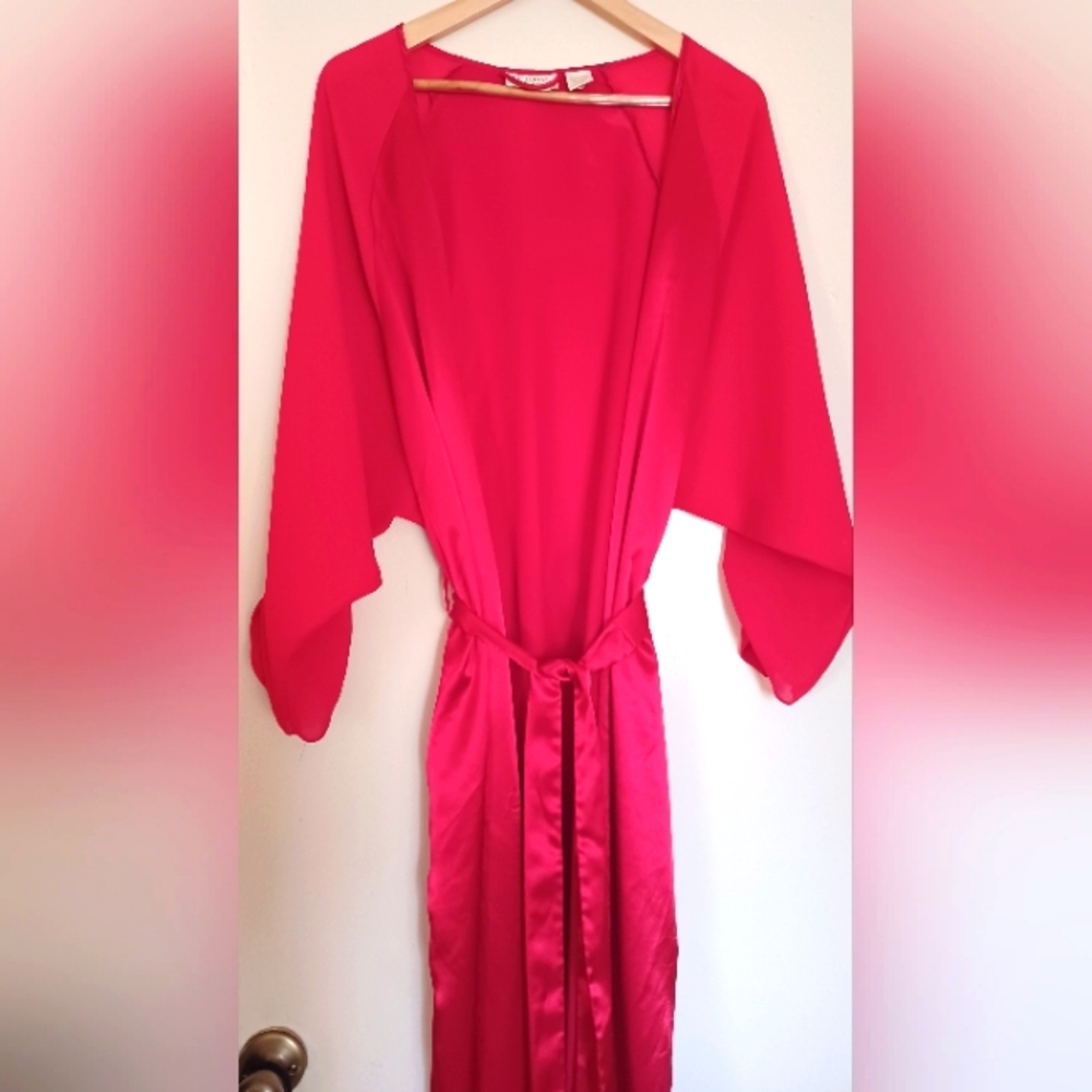 Victoria's Secret Red Satin Trim Robe